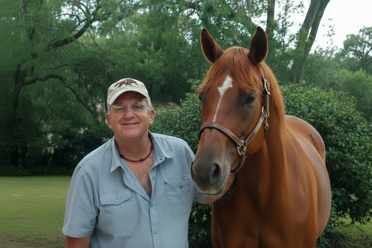 Portrait with Horse - Racing Cap