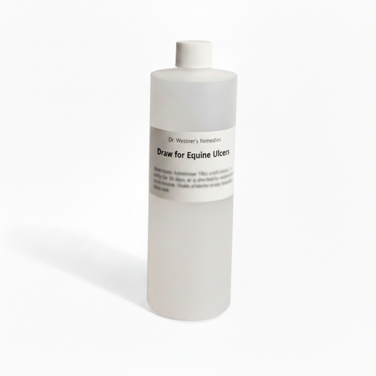 Draw for Equine Ulcers bottle with blurred paragraph
